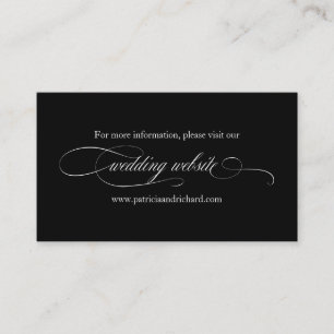 Cartão De Visita Site de Casamento Elegante Preto e Branco