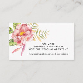 Cartão De Visita Site de Casamento Floral de Aquarela Rosa