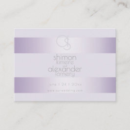Cartão De Visita Site de Casamento | Lilac Shimmer Stripes Monogram