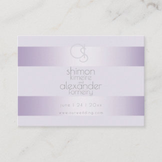 Cartão De Visita Site de Casamento | Lilac Shimmer Stripes Monogram