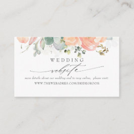 Cartão De Visita Site de Casamento Sage e Peach Foliage