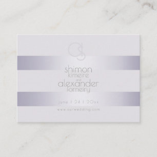 Cartão De Visita Site de casamento  Violet Shimmer Stripes Monogram