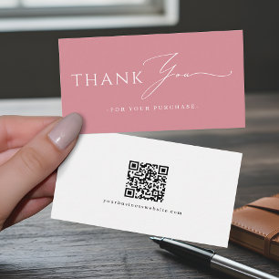 Cartão De Visita Site de QR Code de Agradecimento Rosa Empoeirado