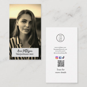 Cartão De Visita site de QR de foto profissional e-mail social mode
