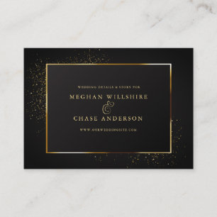 Cartão De Visita SITE DO CASAMENTO  Escuro Elegante e Dourado