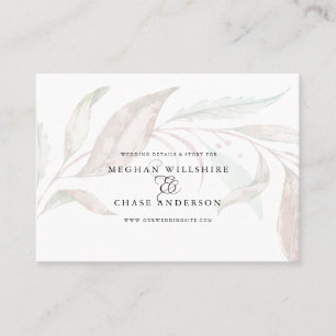 Cartão De Visita SITE DO CASAMENTO Folhagem Shea Watercolor Wispy
