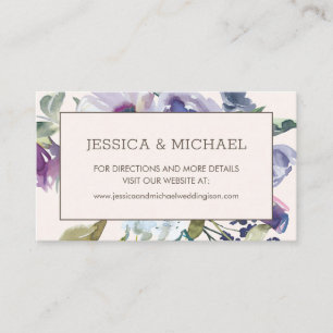 Cartão De Visita Sítio de Casamento de Boho Floral Azul Lilac Dust