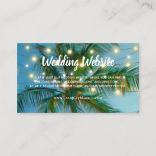 Cartão De Visita Sítio Web de Casamento Luzes Tropicais de Palhas d
