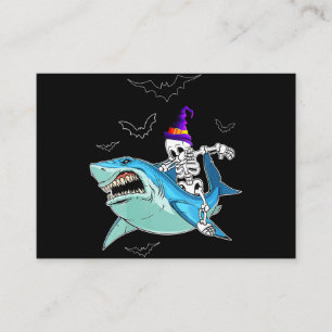 Cartão De Visita Skeleton Riding Shark Engraçado - Presente de Hal