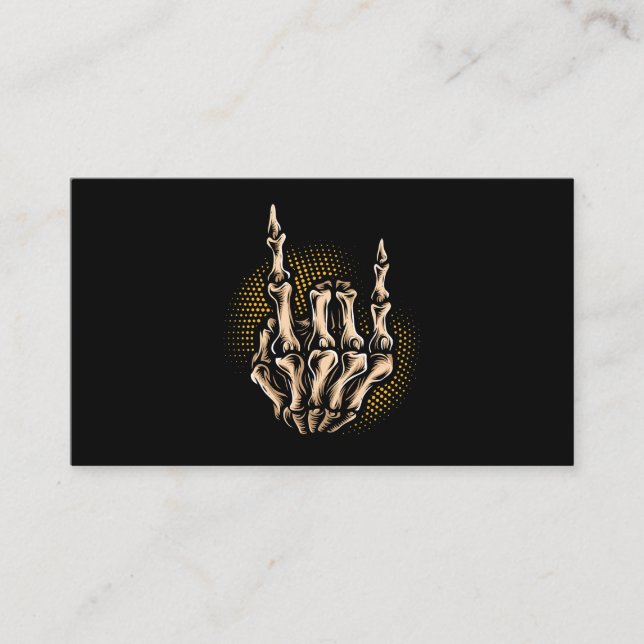 Cartão De Visita Skeleton Rock Hand Sign Halloween Music Lover 209 (Frente)