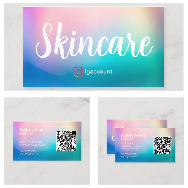 Cartão De Visita Skincare Estheticista Código QR (Skincare Esthetician QR Code Business Card
)