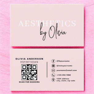 Cartão De Visita Skincare Estheticista Código QR Cor-de-rosa-rosa