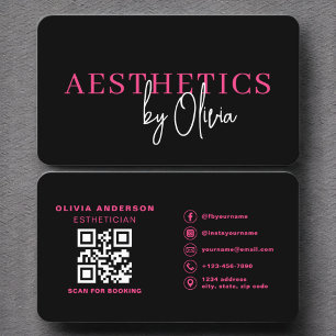 Cartão De Visita Skincare Estheticista Código QR Rosa Quente