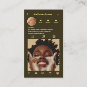 Cartão De Visita Skincare Instagram Foto Grid QR Code Dark Green
