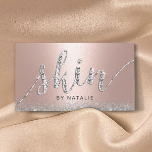 Cartão De Visita Skincare Salon Rosa de luxo Dourado Estheticista