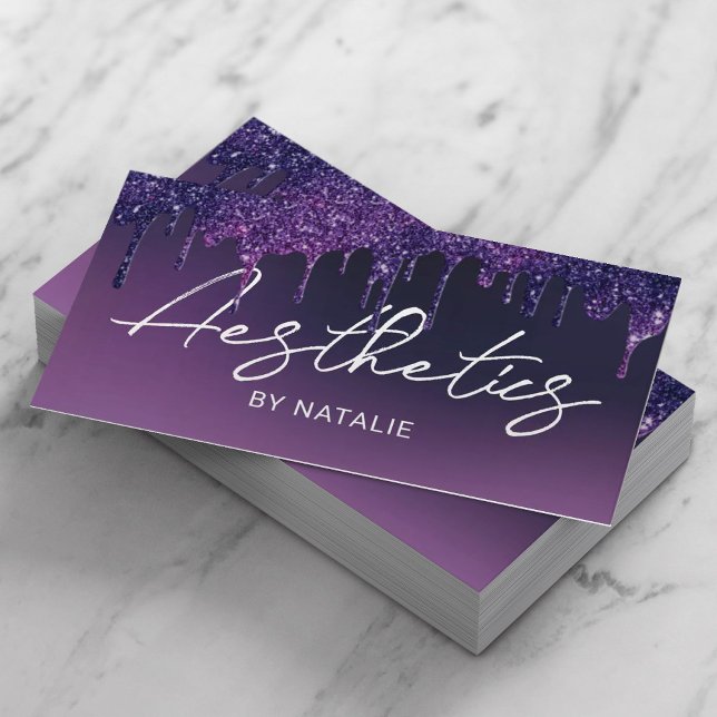 Cartão De Visita Skincare Spa Estheticista Elegante Aestética Roxa (Criador carregado)