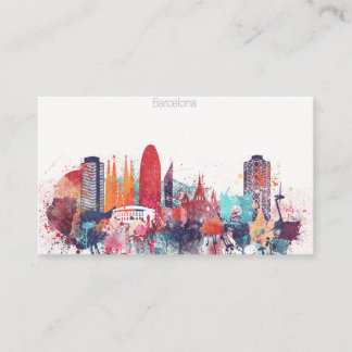 Cartão De Visita Skyline da cidade da aguarela de Barcelona