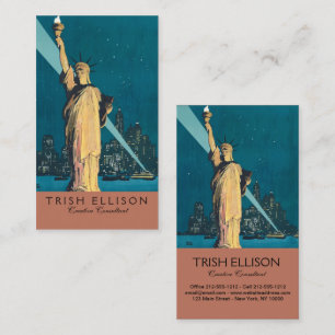 Cartão De Visita Skyline do Nova Iorque Viagens vintage Liberty