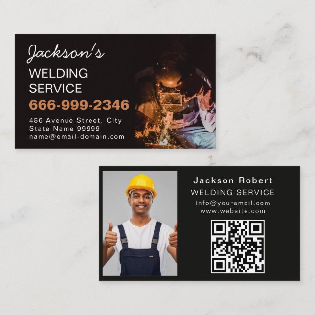 Cartão De Visita Sleek Welder Welding Metal Fabricator Metalwork (Frente/Verso)