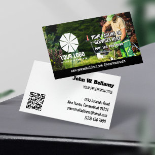 Cartão De Visita Slogan Seu logotipo Foto sobreposta Código QR edit