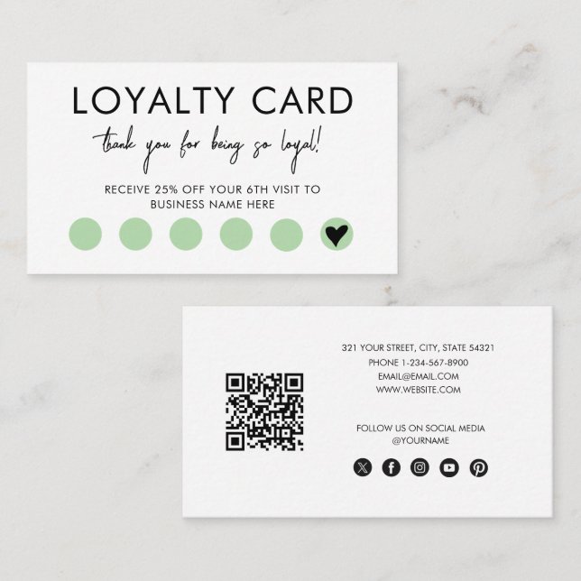 Cartão De Visita Small Business QR Code Loyalty Reward Discount (Frente/Verso)
