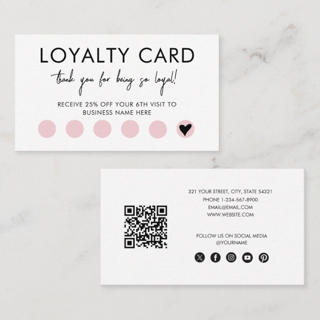 Cartão De Visita Small Business QR Code Loyalty Reward Discount (Frente/Verso)