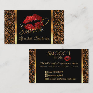 Cartão De Visita Smooch - Artista de maquilhagem com Leopardo e Lá