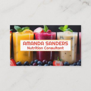 Cartão De Visita Smoothies em Copos Frutas
