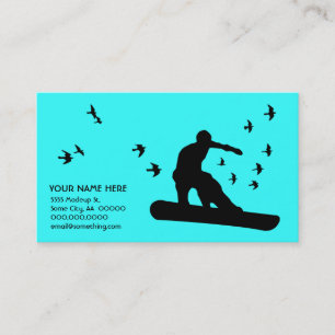 Cartão De Visita snowboard com aves: cor personalizável