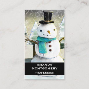 Cartão De Visita Snowman em Desenho de Natal