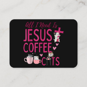 Cartão De Visita Só preciso de Jesus, Café e Gatos Cristão Fu