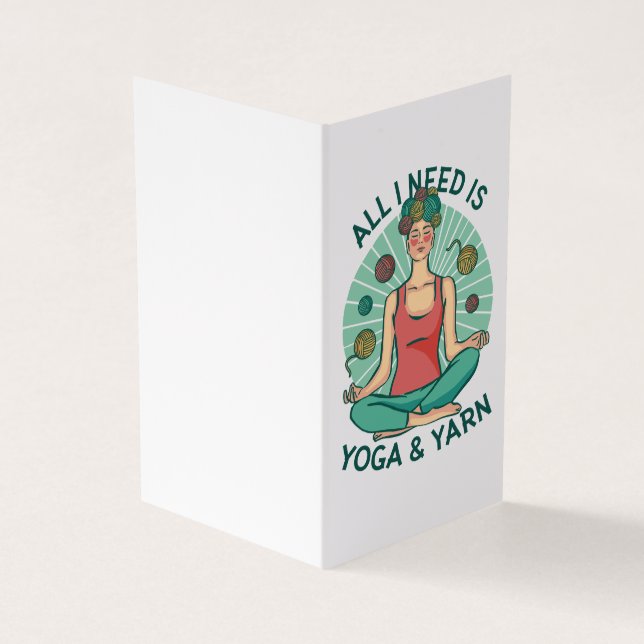Cartão De Visita Só preciso de Yoga e Yarne Phrase (Exterior)