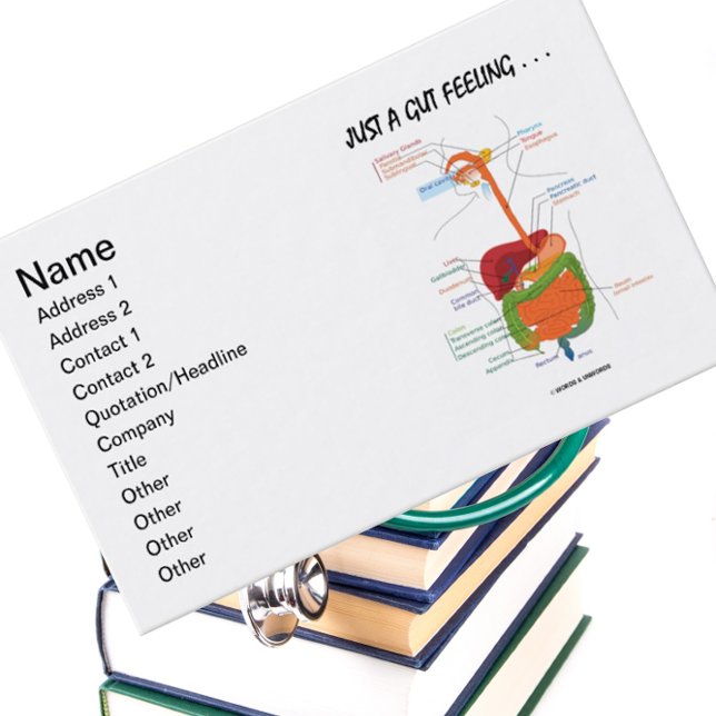 Cartão De Visita Só Um Sentimento De Tolo. . . (Humor do Sistema Di (Business card featuring digestive system for anyone with "Just A Gut Feeling ...")