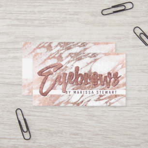 Cartão De Visita Sobrancelhas de mármore Dourados elegantes chique