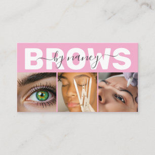 Cartão De Visita Sobrancelhas Elegante Rosa Blush Foto Código QR Lo