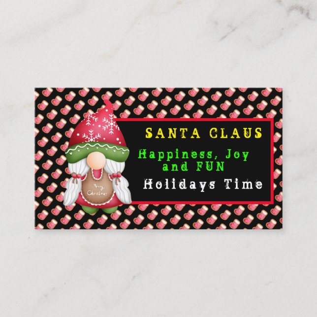 Cartão De Visita Sock Gnome Personalizar Cor e Texto (Frente)