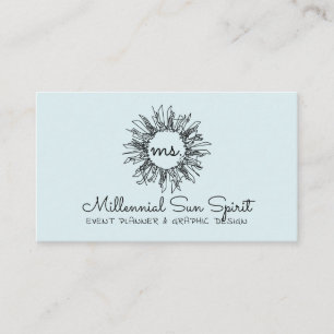 Cartão De Visita Sol Celestial Abstrato Azul Claro