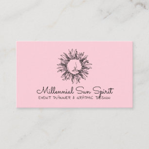 Cartão De Visita Sol Celestial Espiritual Abstrato Milenar Rosa