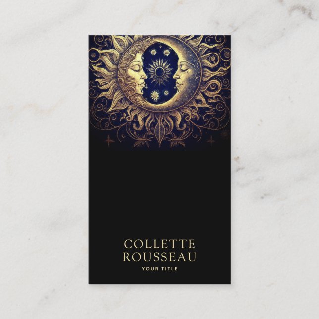 Cartão De Visita Sol Celestial Lua Dourada (Frente)