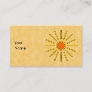 Cartão De Visita Sol do verão. Cores amarelas mornas