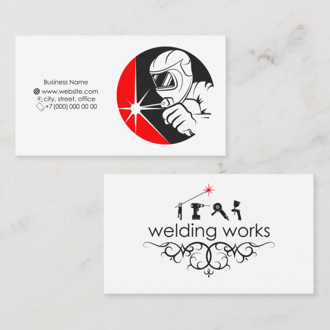 Cartão De Visita Soldador com máquina de soldar (Frente/Verso)