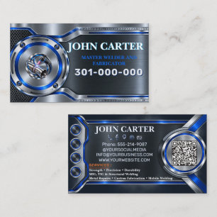 Cartão De Visita Soldador de Aço Inox Personalizado Código QR Logo