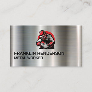 Cartão De Visita Soldador Trabalhando em Metal   Artesãos