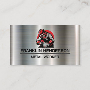 Cartão De Visita Soldador Trabalhando em Metal   Fabricação