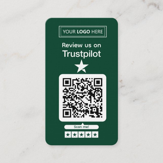 Cartão De Visita Solicitação de Avaliação no Trustpilot com Código  (Frente)