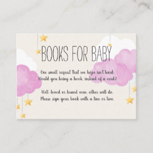 Cartão De Visita Solicitação de Livro Rosa do Chá de fraldas Cloud 