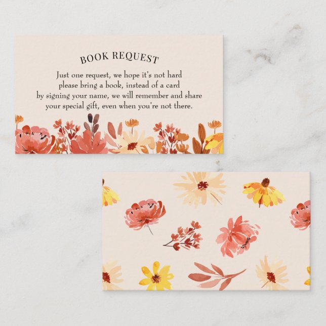 Cartão De Visita Solicitação/Livro do Livro de Flores Selvagens de  (Frente/Verso)