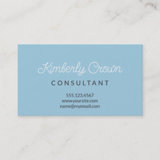 Cartão De Visita Solid Robin Blue Cursive Name Simples