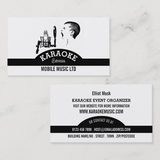 Cartão De Visita Solo Singer, Organizador de Eventos Karaoke (Frente/Verso)