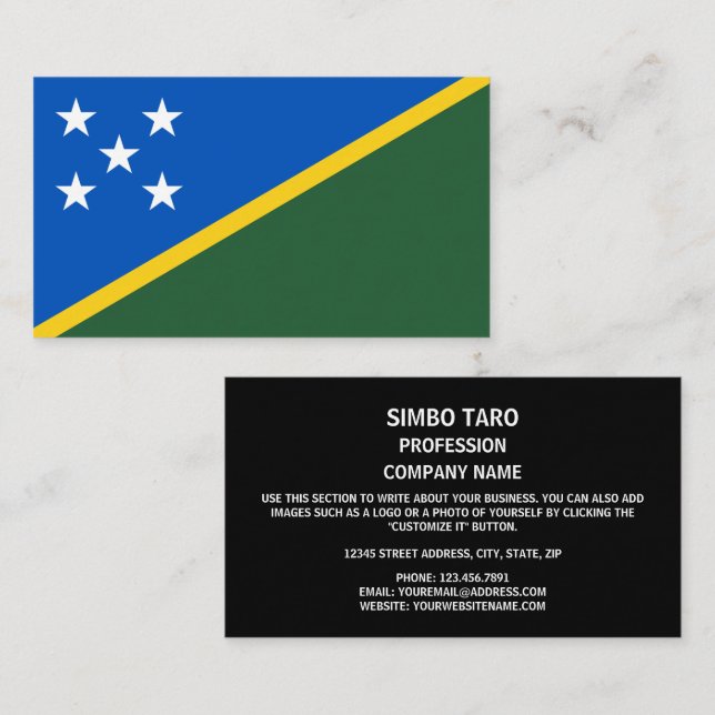 Cartão De Visita Solomon Islander Flag, Bandeira das Ilhas Salomão (Frente/Verso)